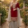 Presenting New Designer Collection In Pure Heavy Faux Georgette With Heavy Embroidery Coding Dori-Sequence Work Top-Bottom And Dupatta Set Fully Stitched Ready To Wear