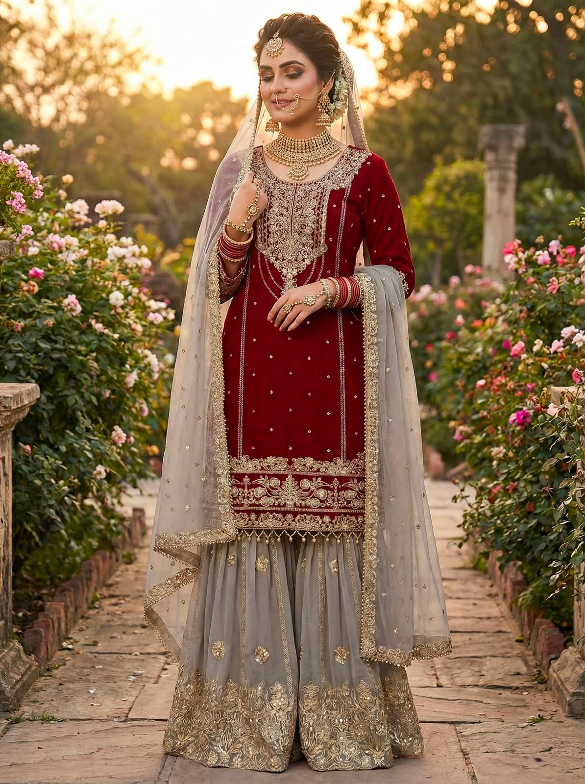 Presenting New Designer Collection In Pure Heavy Faux Georgette With Heavy Embroidery Coding Dori-Sequence Work Top-Bottom And Dupatta Set Fully Stitched Ready To Wear