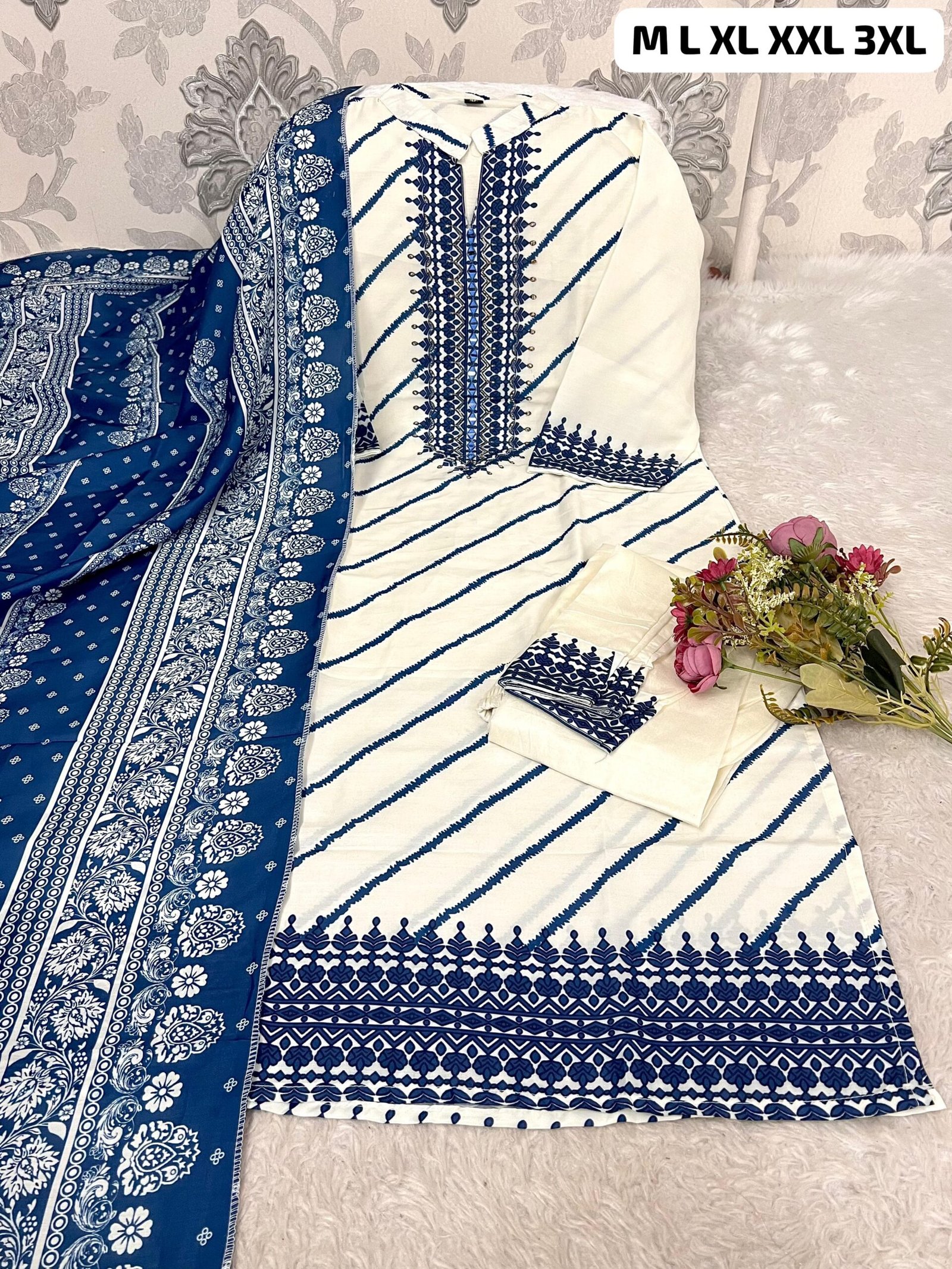 Morgan Silk Digital Print Kurti With Pant With Dupatta - Image 2