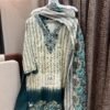FULL STITCHED JAAM COTTON TOP WITH SELF EMBROIDERY ON NECK WITH STYLING IN SLEEVES & DAMAN