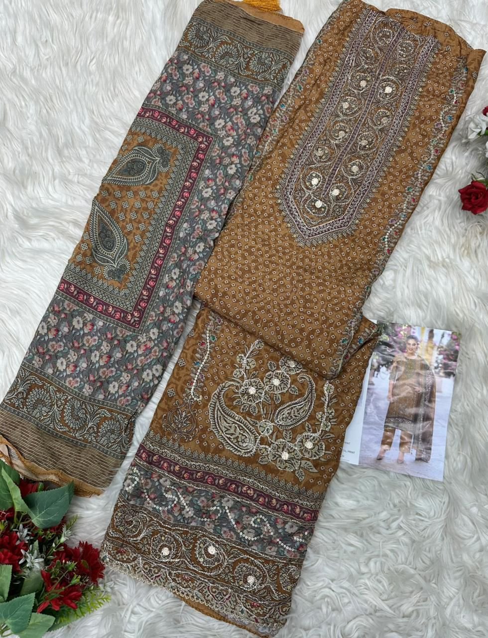 Top Pure viscous Maslin digital print with aari and hand work - Image 6