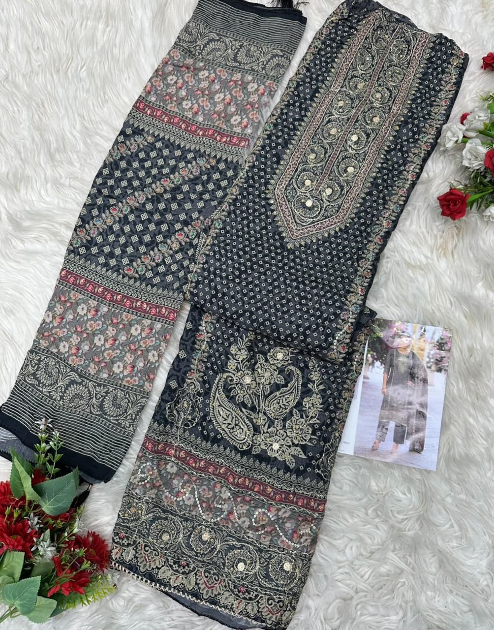 Top Pure viscous Maslin digital print with aari and hand work - Image 4