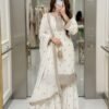 PREMIUM FAUX GEORGETTE EMBROIDERED KURTI SHARARA SET WITH DUPATTA