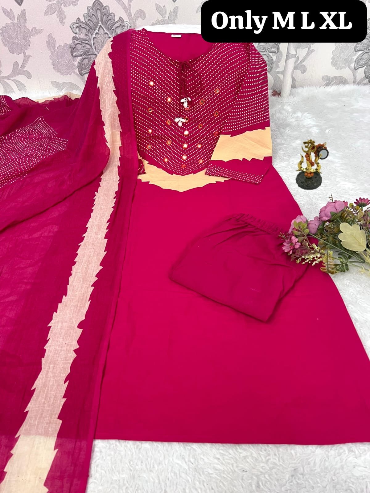 Looking to update your ethnic wardrobe? Check out this stunning Bandhani Suit Set—perfect for daily wear, office, or small gatherings - Image 2