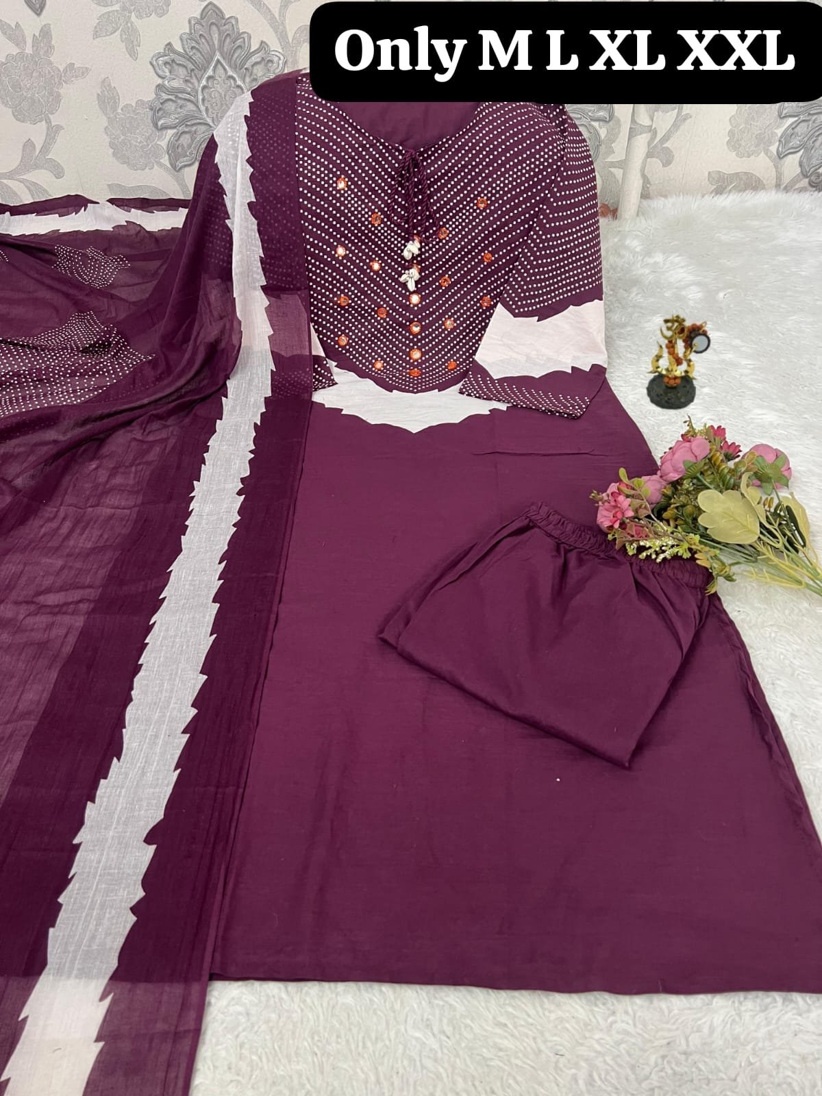 Looking to update your ethnic wardrobe? Check out this stunning Bandhani Suit Set—perfect for daily wear, office, or small gatherings - Image 3