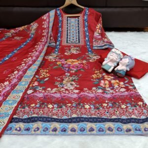 Alternative view of Elegant Floral Muslin Suit Set