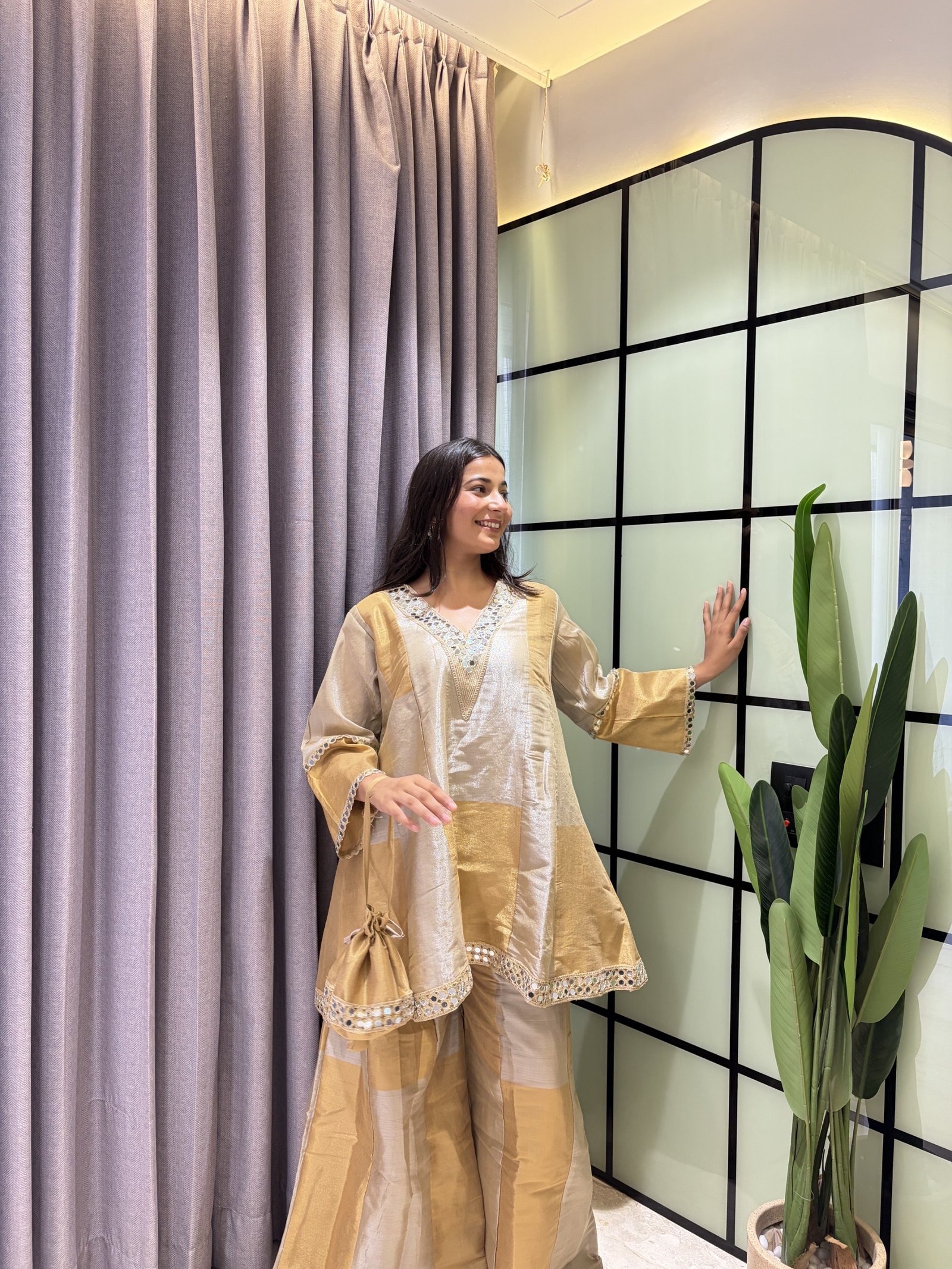 Designed to Make you feel Like a Queen. With Their Comfortable Fit, Premium Fabrics and Stunning Mirror Work, this is sure to make You Feel Confident and Stylish All Day Long