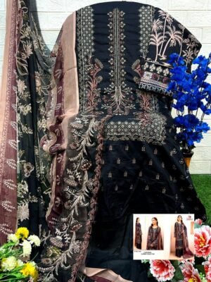 Alternative view of Pure Cotton Print with heavy  Self embroidery 