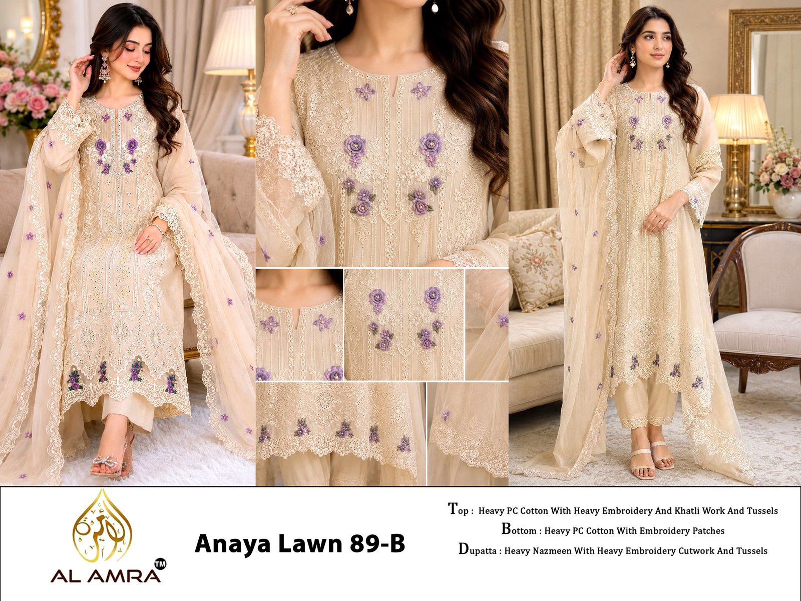 HEAVY PC COTTON With heavy Embroidery work and sequnace work With Heavy KHATLI WORK - Image 5
