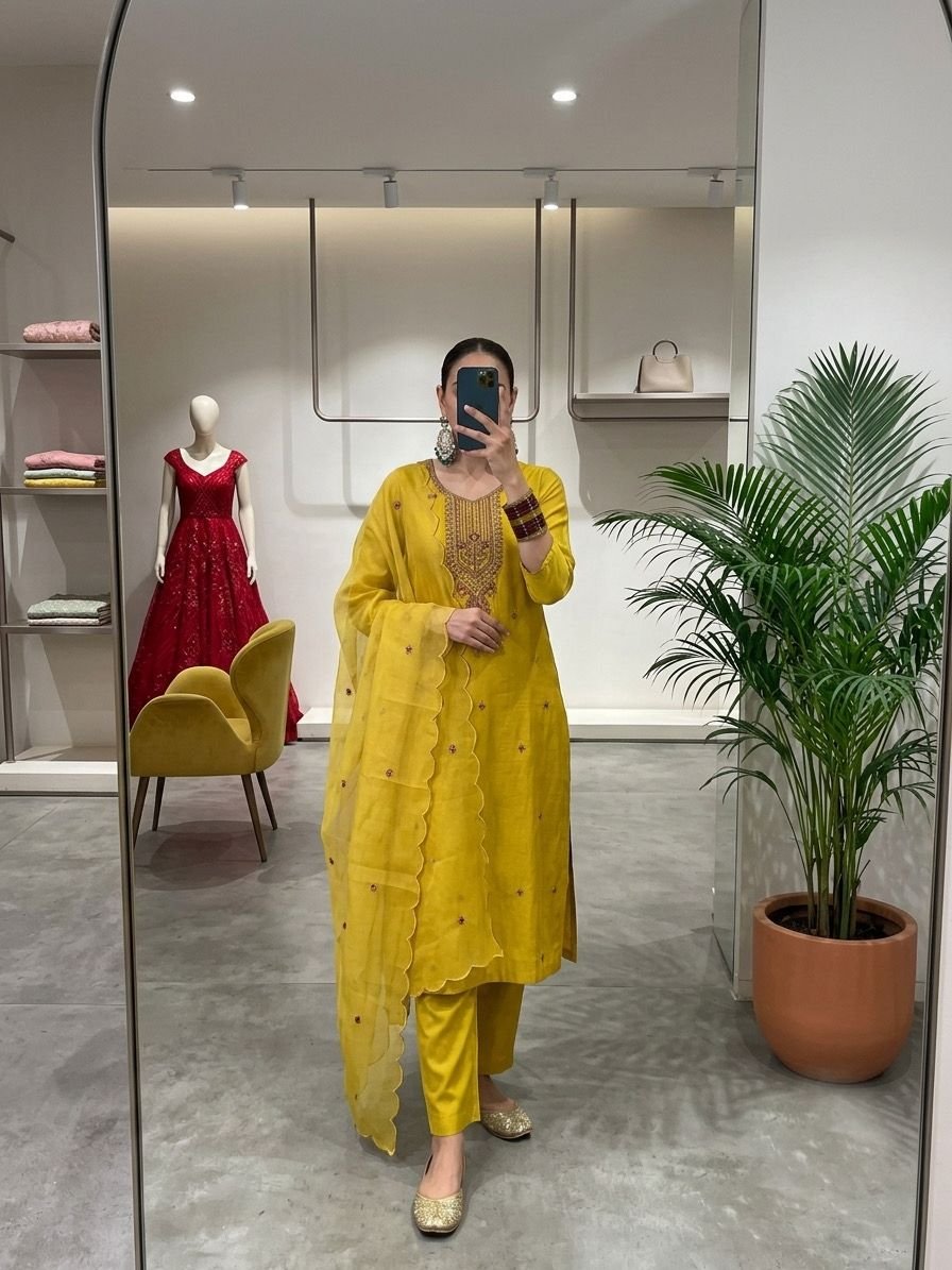 These beautiful, classic three-piece ethnic suit sets - Image 5