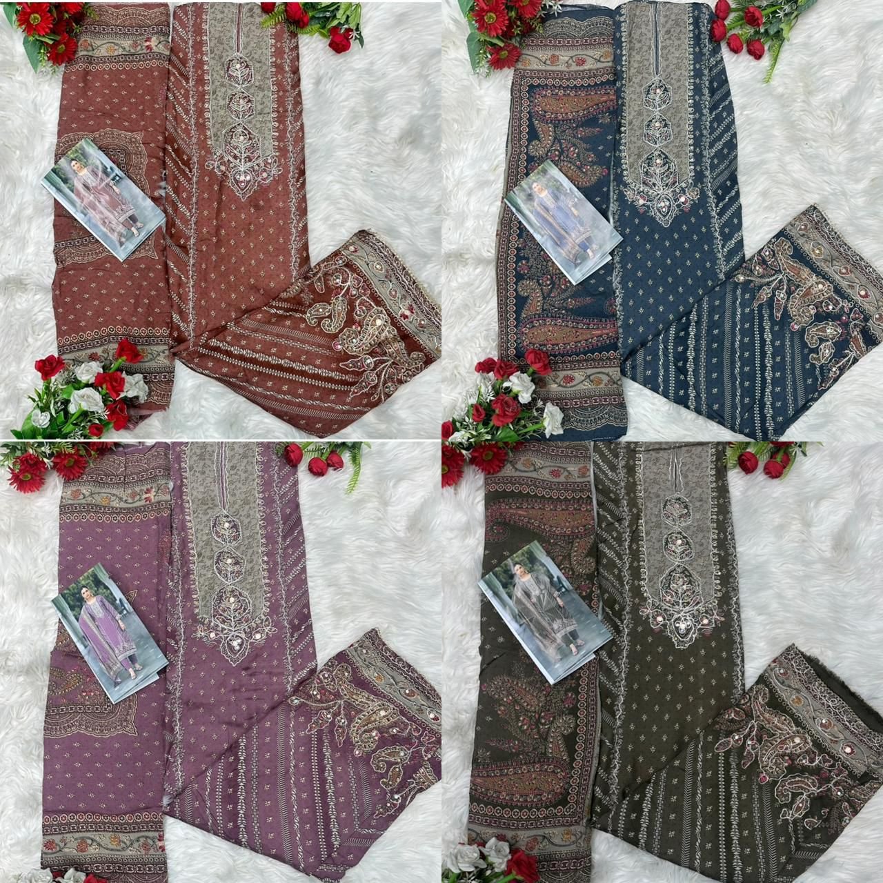 Top Pure viscous Maslin digital print with aari and hand work - Image 2