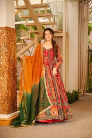 Elegant Chinon Fabric Patola Print Gown