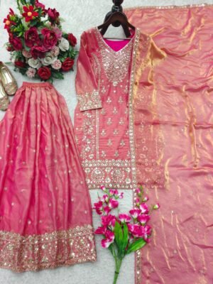 Alternative view of Launching New Design Trending Orgenza Twine Net Top&Sarara&dupatta Reddy To Wear Look Designs