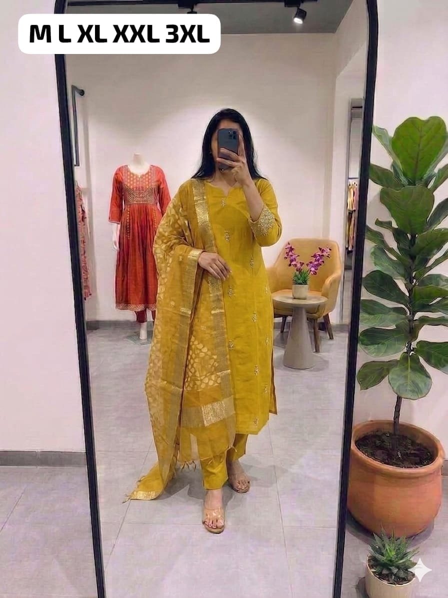 PREMIUM ROMAN SILK Fabric Kurti With Pant With Beautiful Digital PrinT Dupatta - Image 3