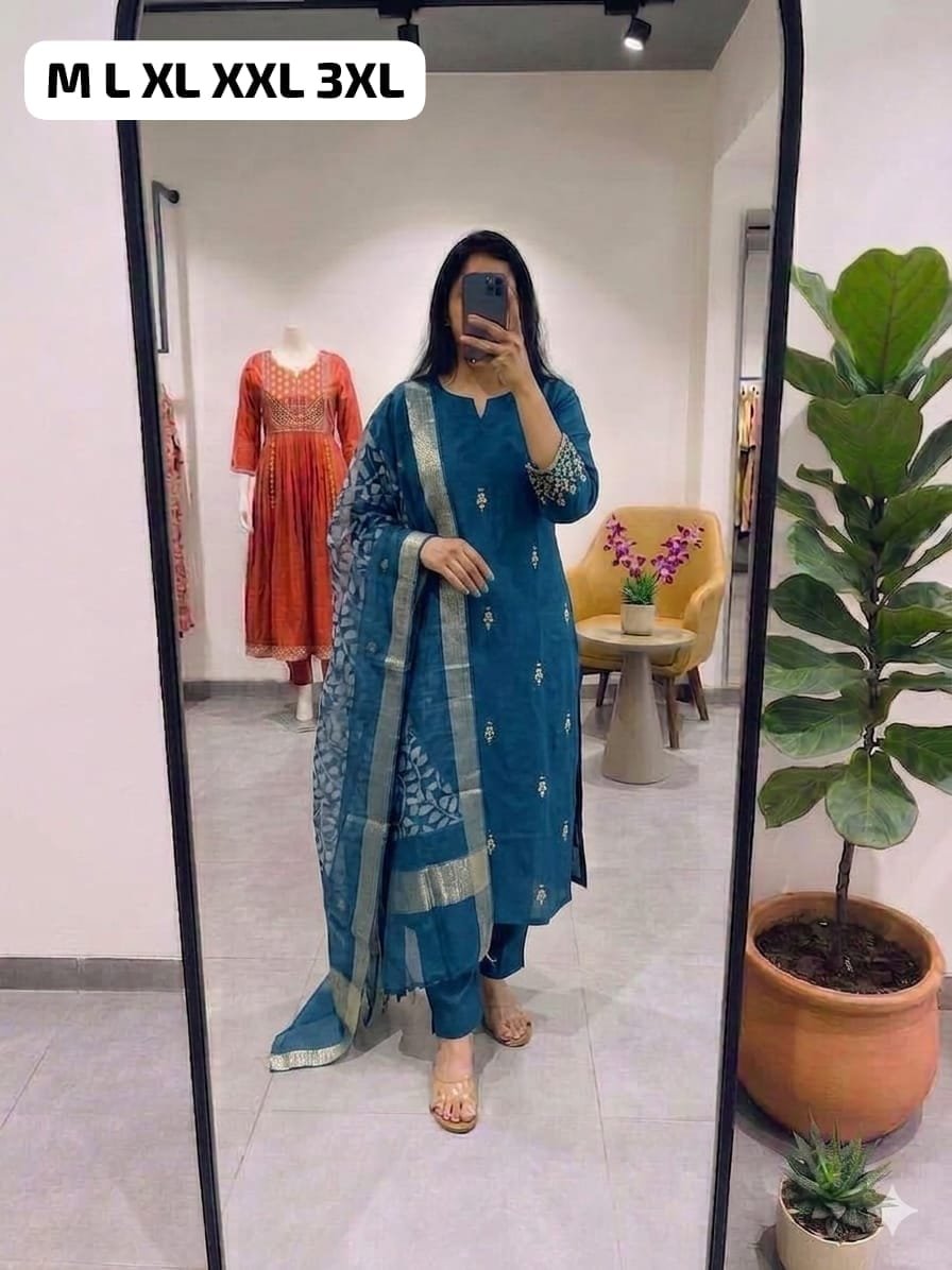 PREMIUM ROMAN SILK Fabric Kurti With Pant With Beautiful Digital PrinT Dupatta
