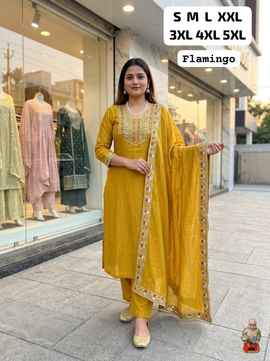 Must-Have Ethnic Wear: Flamingo Silk Set - Image 3