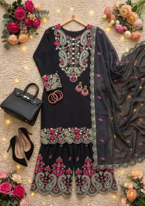 Alternative view of NEW DESIGNER  WEAR HEAVY EMBROIDERY SEQUENCE WORK 3 PIS SUIT SET