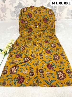 Pure Cotton Kurti With Pant With One Side Pocket