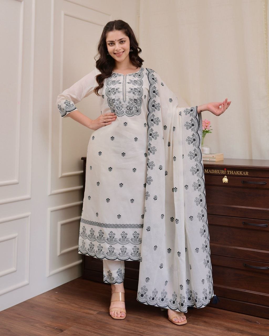 Morgan Silk Digital Print Kurti With Pant With Dupatta