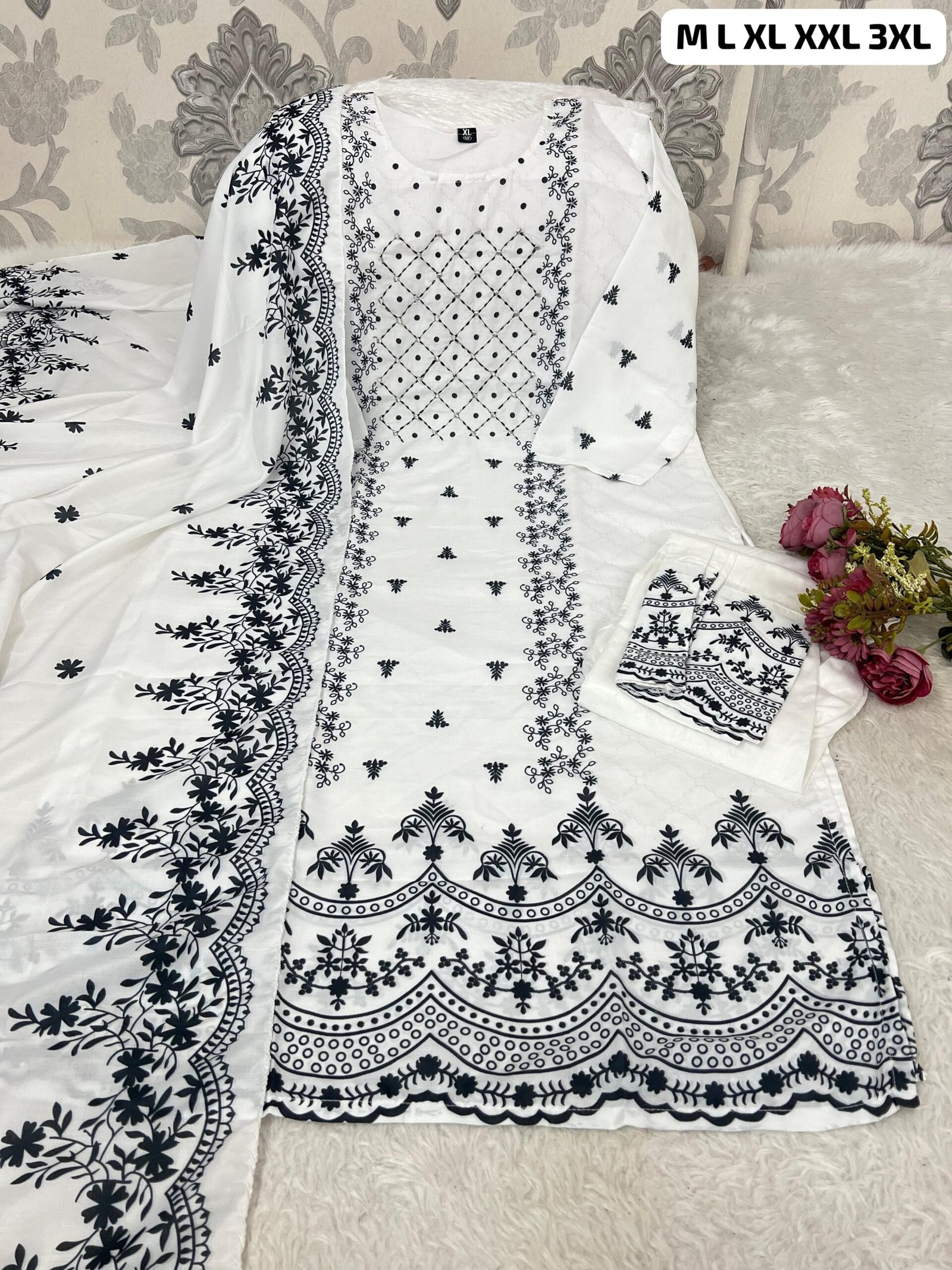 Morgan Silk Digital Print Kurti With Pant With Dupatta - Image 4