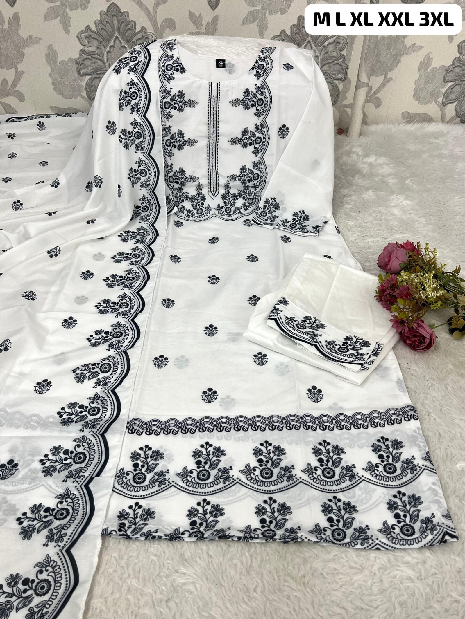 Morgan Silk Digital Print Kurti With Pant With Dupatta - Image 2