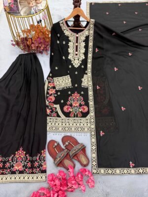 Alternative view of Đěsigner Party Wear Look Pur Heavy Star Georgette Top Plazzo & Dupatta Set