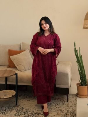 Rayyon Cotton With Embroidered  