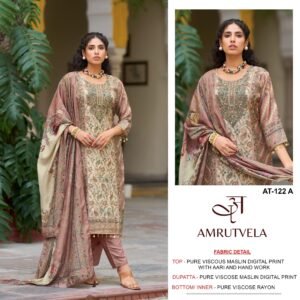 Top Pure viscous Maslin digital print with aari and hand work
