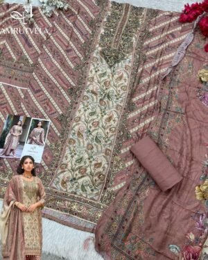 Alternative view of Top Pure viscous Maslin digital print with aari and hand work