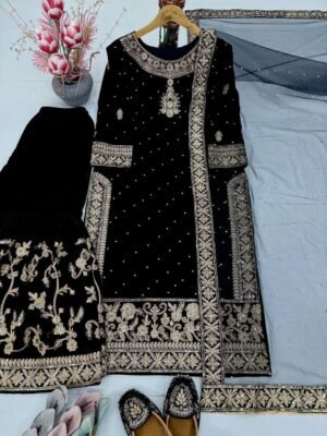Alternative view of NEW DESIGNER WEAR 9000 VELVET TOP WITH SHARARA