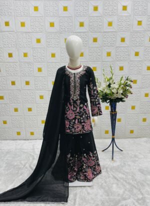 DESIGNER WEAR TRENDING  TOP WITH SHARARA AND DUPATTA SET READY TO WEAR COLLECTION