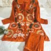 New designer Tesla Slub Cotton co-ord set Embroidery Work with Fumka Lace work
