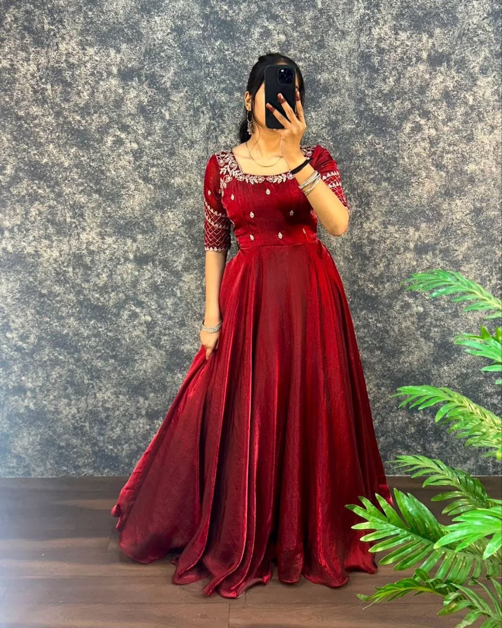 This outfit made Premium Fendy Satin fabric with beautiful Embroidery Sequence Work Gown with Dupatta