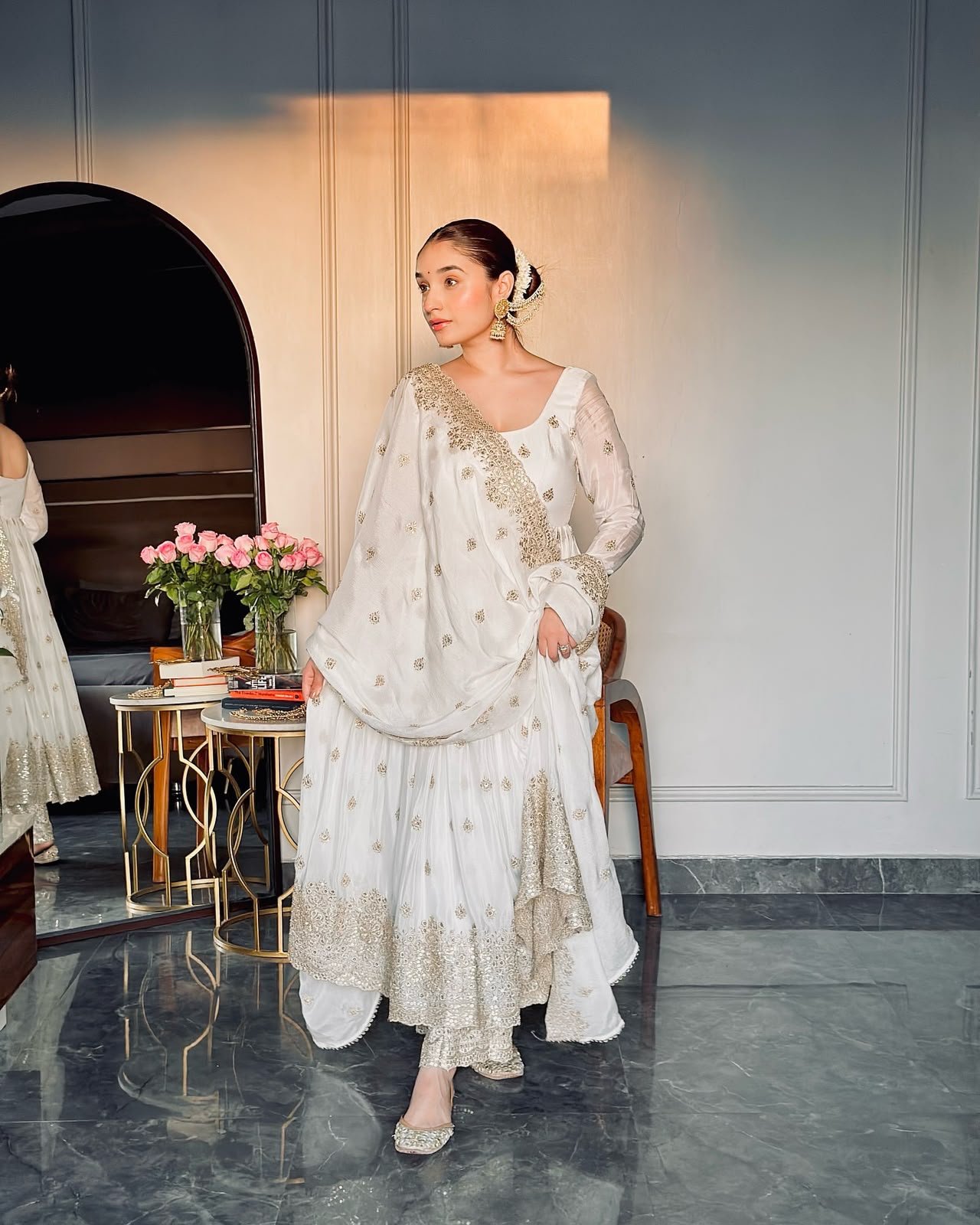 Presenting New Collection Heavy Chinon Silk Gown -Pent Dupatta Set Fully Stitched Ready To Wear
