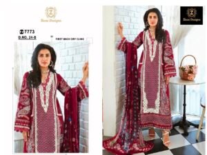 Cambric cotton full heavy work embroidered kameez