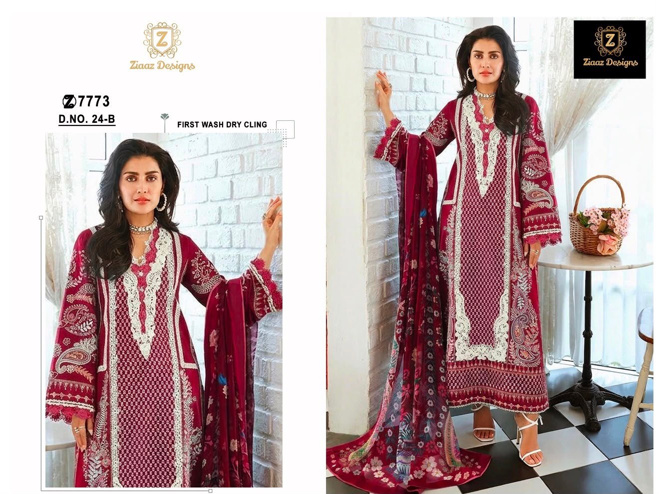 Cambric cotton full heavy work embroidered kameez