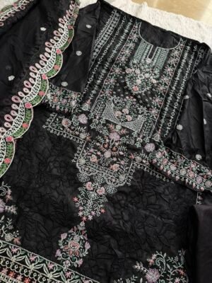 Heavy embroidered cambric cotton beautiful semi stitched suits with beautiful emb.
