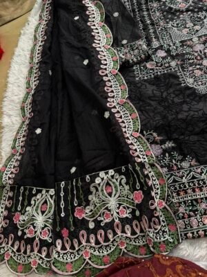 Alternative view of Heavy embroidered cambric cotton beautiful semi stitched suits with beautiful emb.