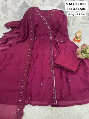 Get ready to turn heads with our stunning new launch! Introducing the royal and elegant ANGRAKHA ANARKALI SET a perfect blend of tradition and modern grace!