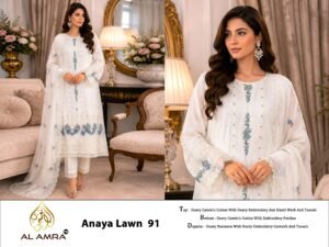 CAMBRIC COTTON With heavy Embroidery work and sequnace work With Heavy KHATLI WORK