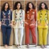 New designer Tesla Slub Cotton co-ord set Embroidery Work with Fumka Lace work