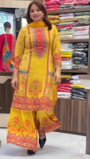 Bring elegance to your wardrobe with this beautifully designed *Digital Print Set with Real Mirror Work* – perfect for every occasion where you want to shine effortlessly!