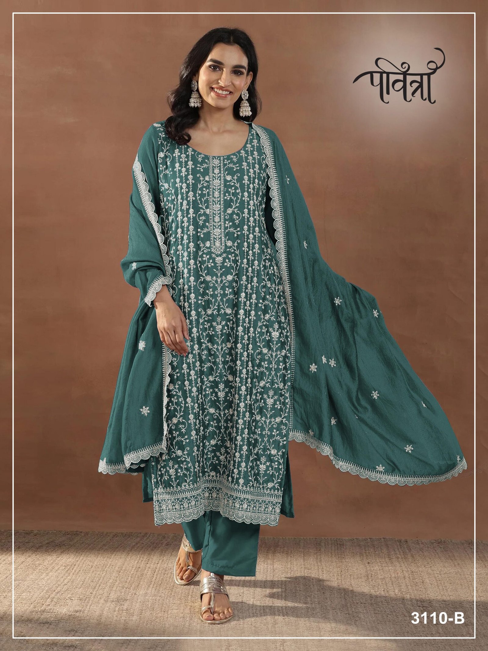 Rangoli Crush with Heavy Embroidered 3mm Sequence Work - Image 3