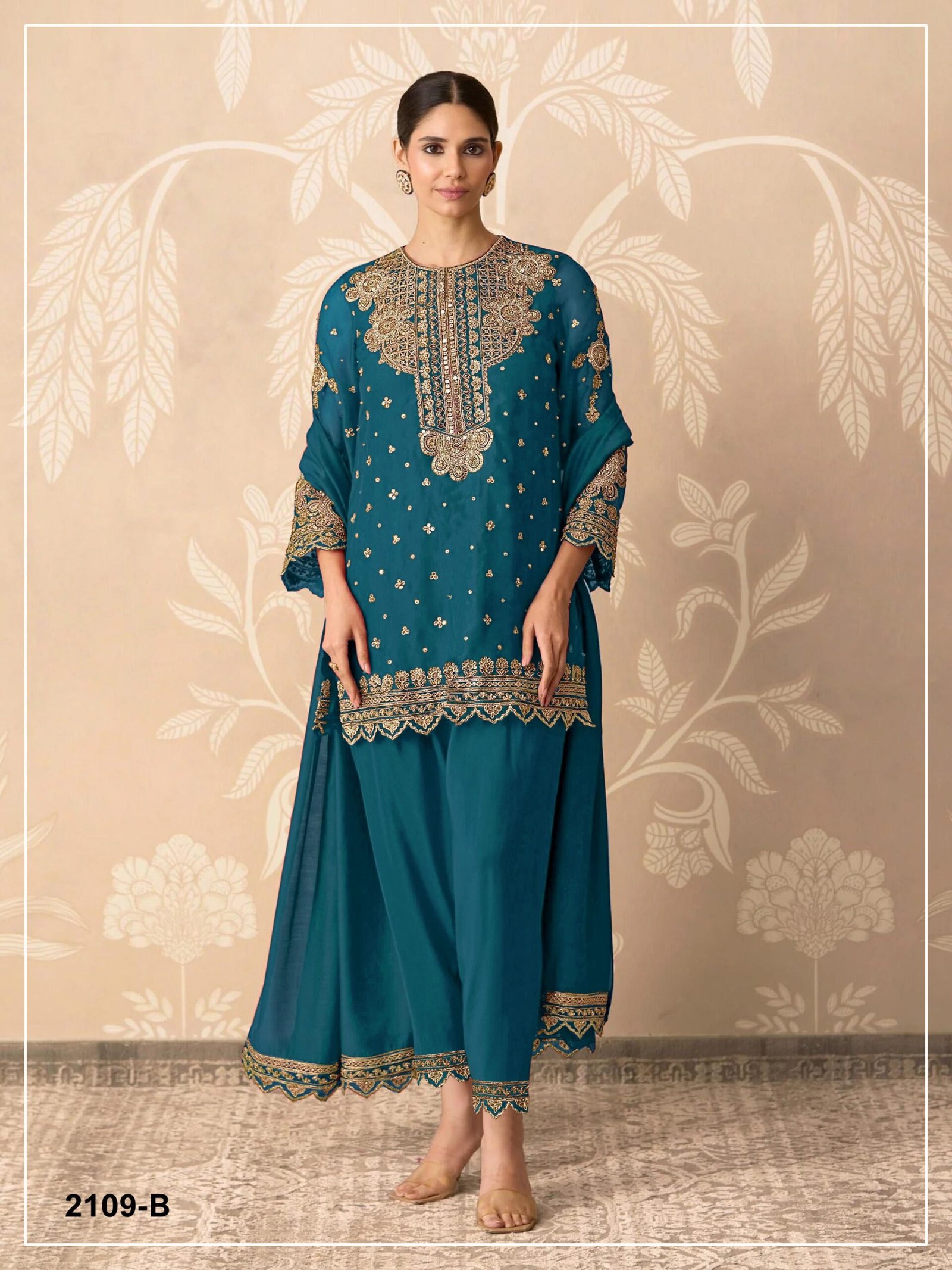 Blooming Fox Georgette with Heavy Embroidered 3mm & 5mm Sequence Work