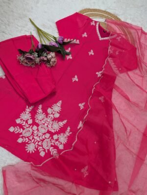 Alternative view of PURE MUSLIN WITH SEQUENCE COADING EMBROIDERY WORK