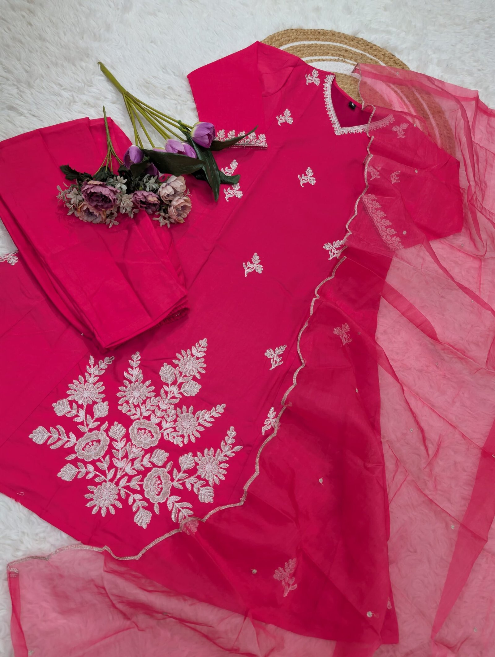 PURE MUSLIN WITH SEQUENCE COADING EMBROIDERY WORK - Image 2