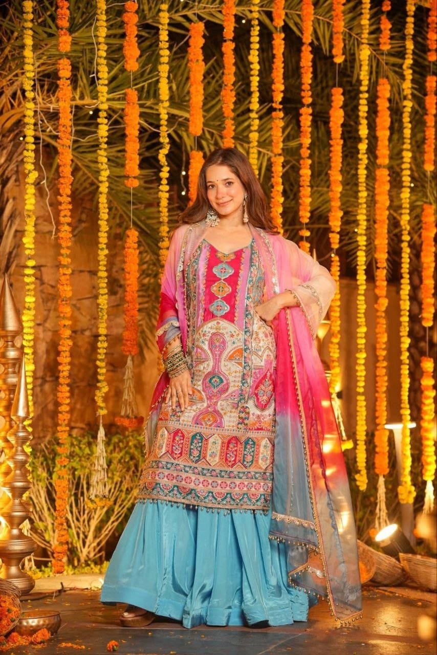 Rainbow Hued Heavy Wedding Kurta Set
