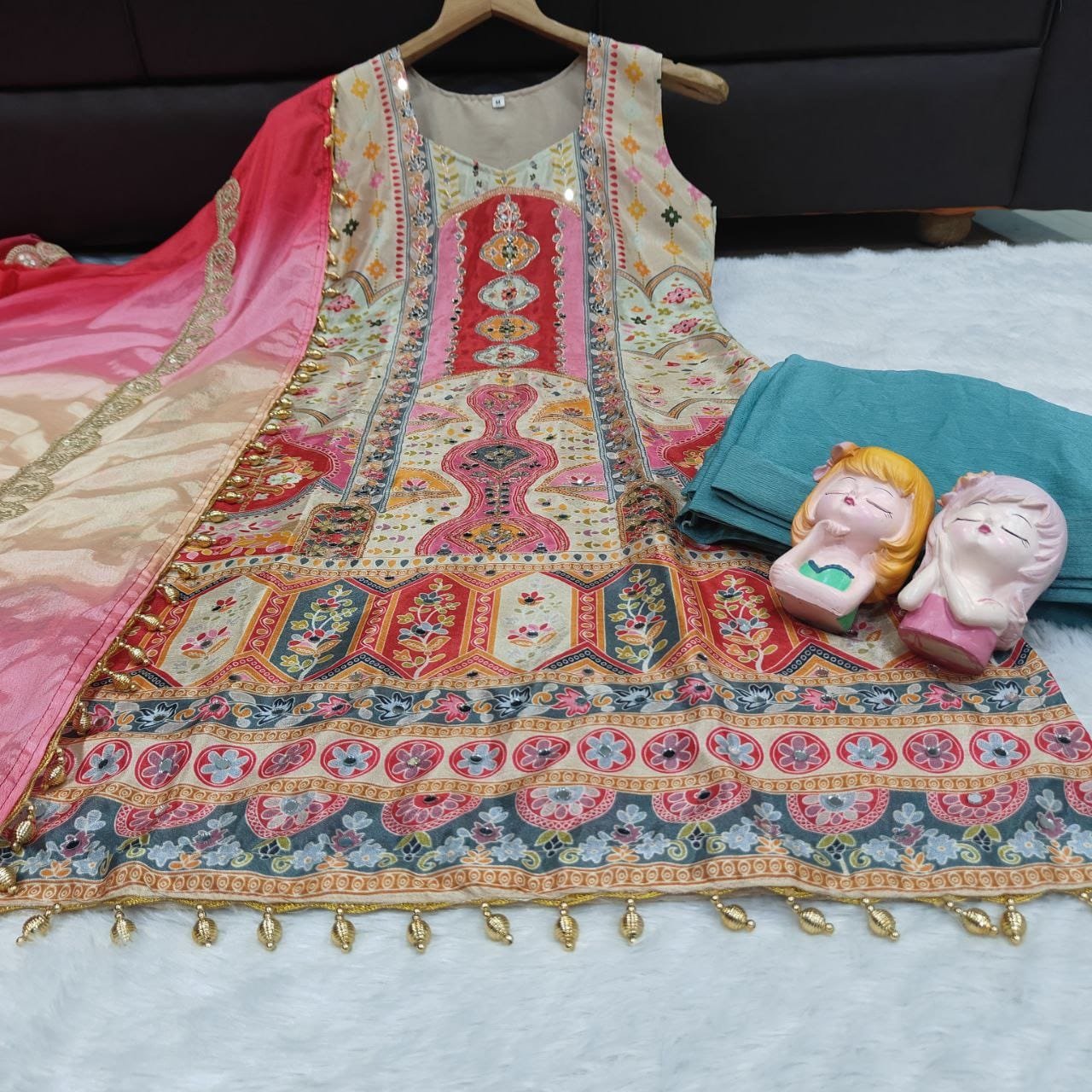 Rainbow Hued Heavy Wedding Kurta Set - Image 2