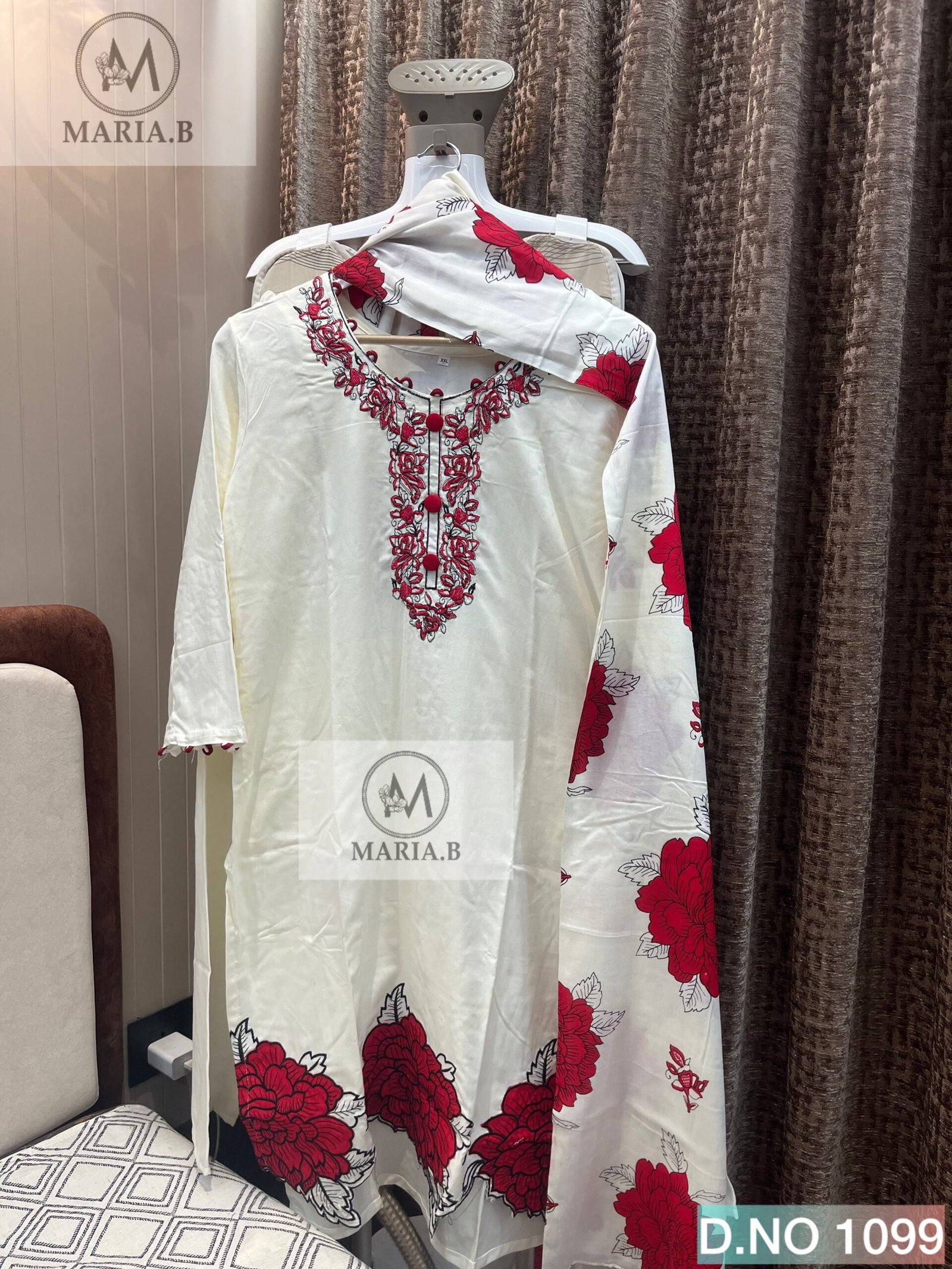 FULL STITCHED REYON TOP WITH EMBROIDERY NECK AND APPLIQUE CUTWORK IN DAMAN WITH FANCY SLEEVES