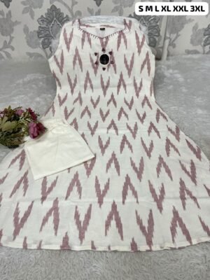 New Sleev Less Khadi Cotton Kurti With Pant
